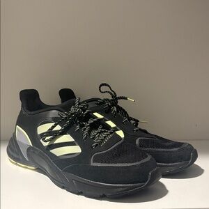 Adidas Black and Lime Athletic Shoes